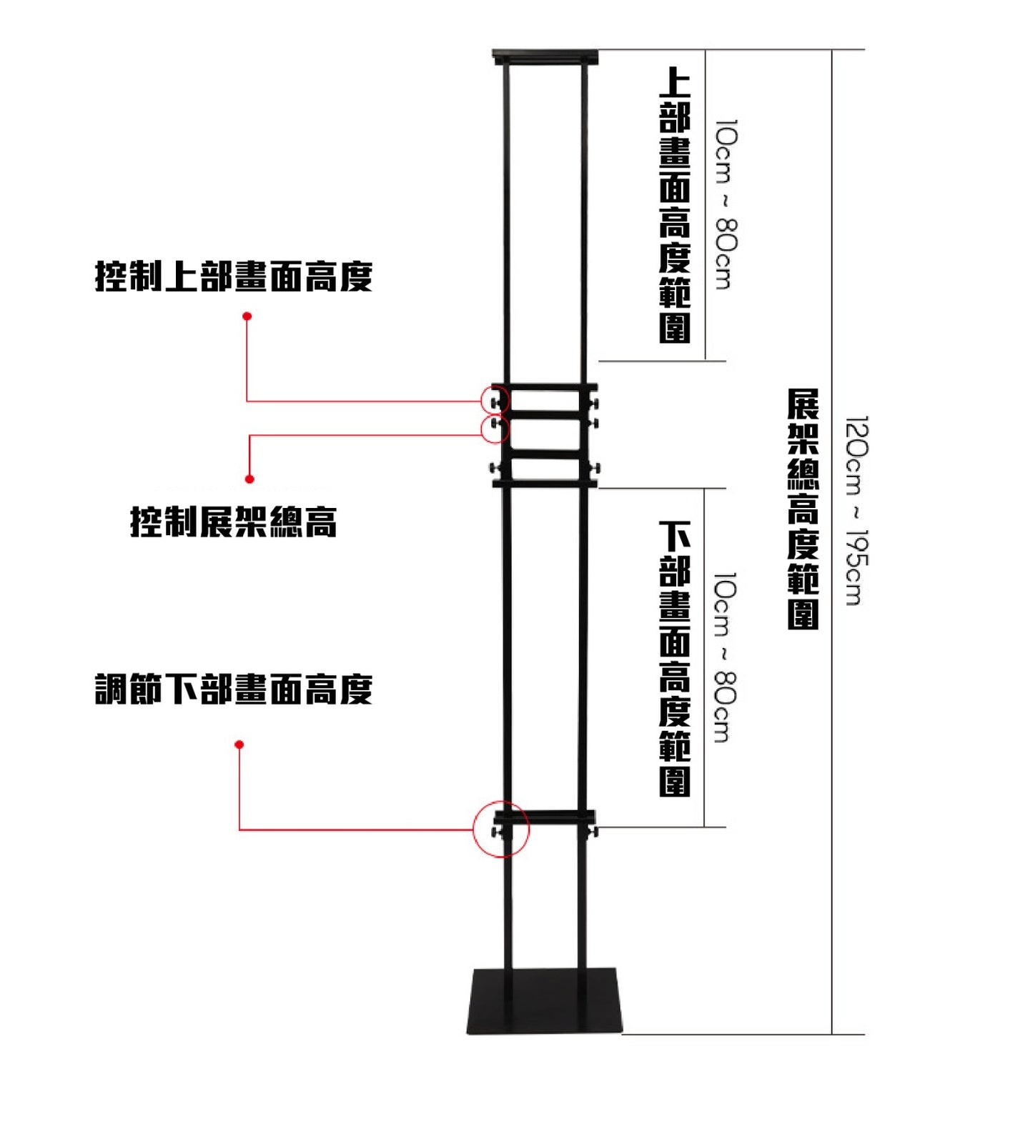 雙層H展示架 (淨架,黑色)